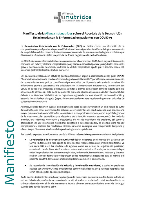 ALIANZA MÁS NUTRIDOS ALERTA DEL RIESGO DE DESNUTRICIÓN POR COVID 19