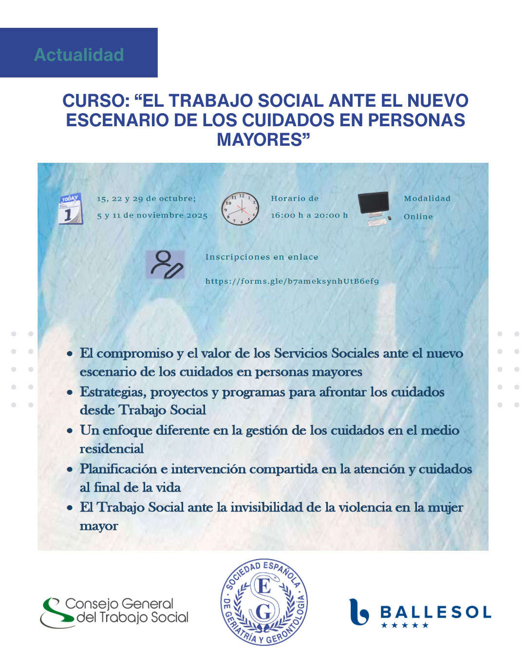 La SEGG celebra una nueva edición de su curso: “El Trabajo Social ante el nuevo esce