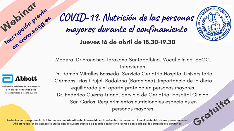 COVID-19. Nutrición de las personas mayores durante el confinamiento